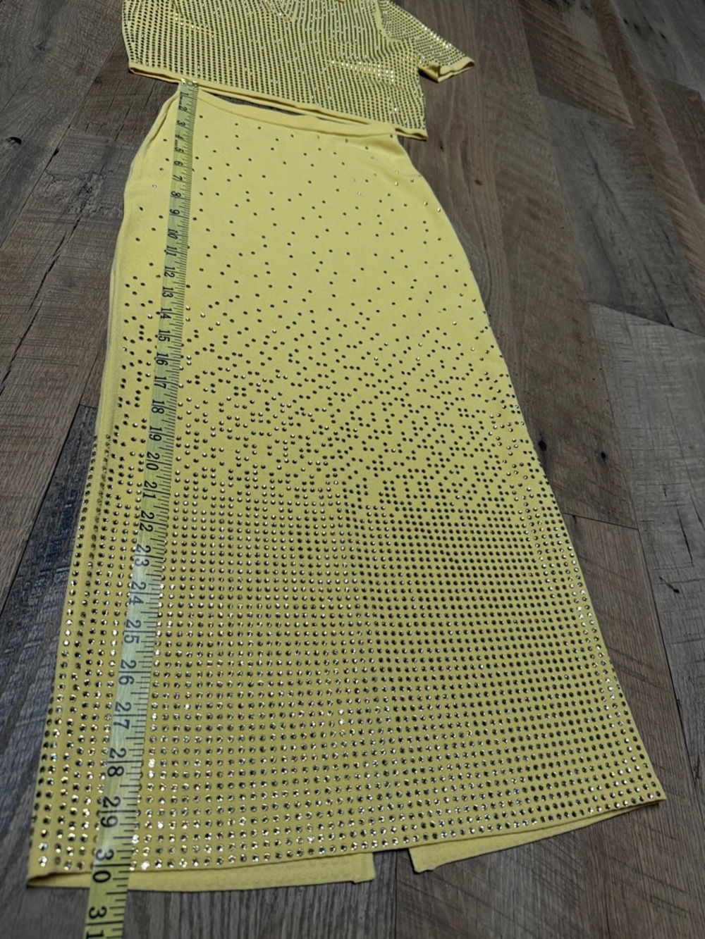 Sandro Two-Piece Knit Studded Polo and Midi Skirt Set in Light Yellow - Picture 4 of 17